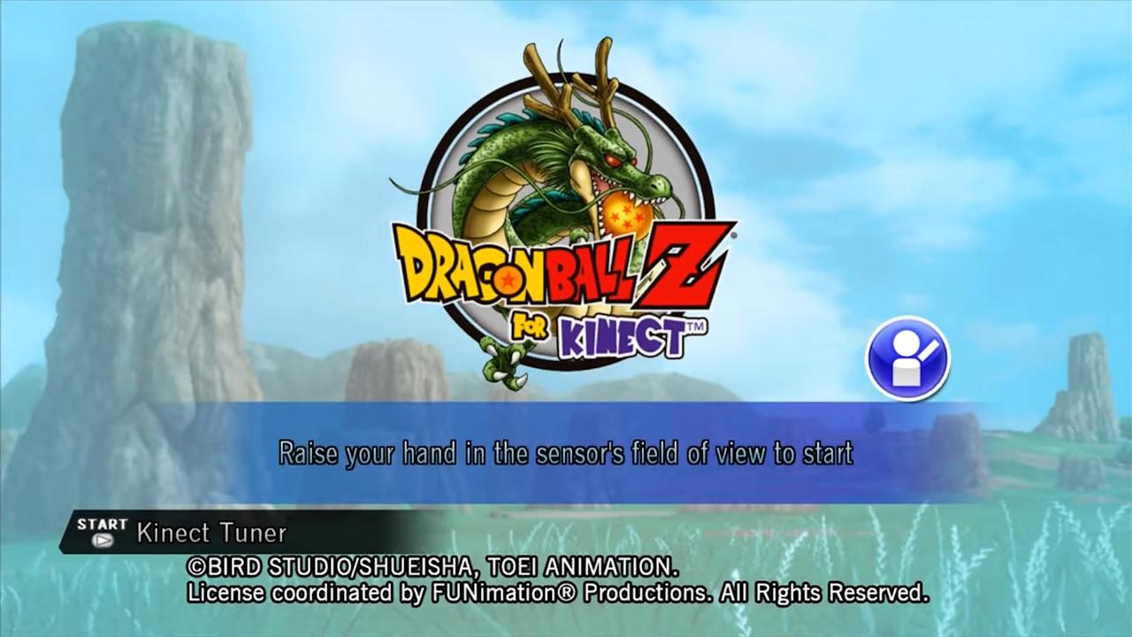 Dragon Ball Z for Kinect title screen for Xbox 360